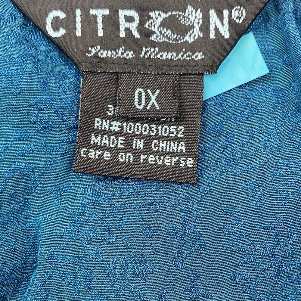 Citron Santa Monica Art To Wear Silk Rayon Crinkle Tunic Blouse Women's 0X - Picture 16 of 16